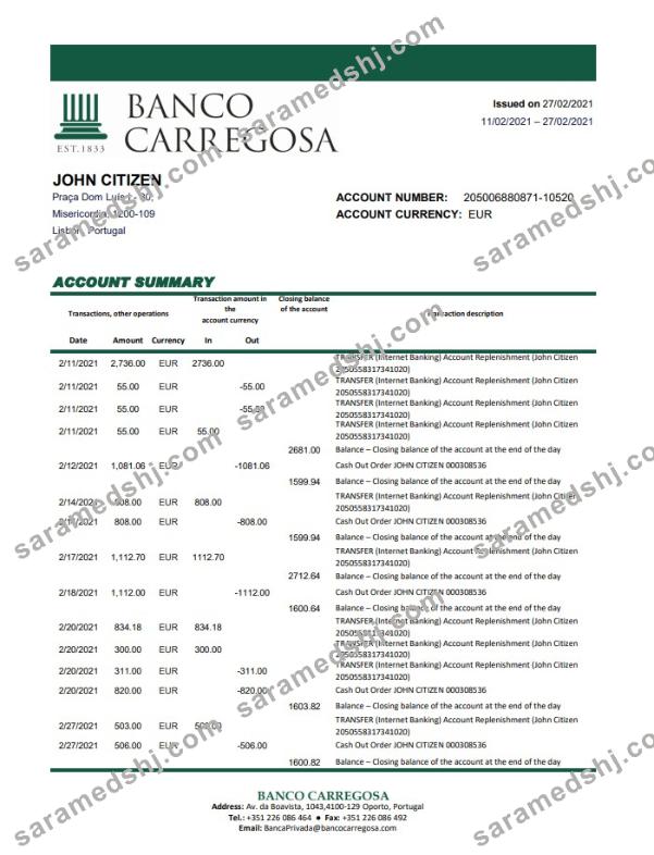 Portugal Banco Carregosa excel pdf